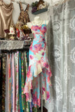 Vintage Floral Sweetheart Prom Dress Spaghetti Strap Evening Dress Long Sheath Formal Dress HZ1024