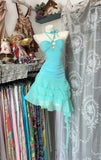 Retro Blue Sweetheart Ruffle Design A-line Chiffon Party Dress Homecoming Dress HZ1024