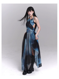 New Fashion Party Blue Chiffon Halter Dress HZ1024