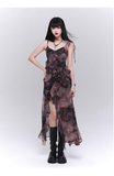 Fashion Vintage Butterfly irregular Dress Brim Design Spaghetti Strap Dress HZ1024