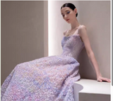 Special Purple A-Line Spaghetti Strap Long Prom Dresses HZ1024