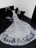 Elegant Sweetheart Lace Tulle Beaded Applique Design Gorgeous Mermaid Floor-length Wedding Dress HZ1024