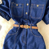 New Fashion Simple Belt Design Denim Dress HZ1024