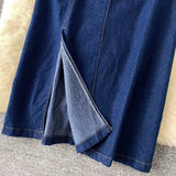 New Fashion Simple Belt Design Denim Dress HZ1024