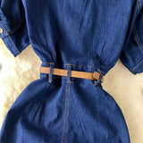 New Fashion Simple Belt Design Denim Dress HZ1024