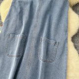 New Design Interesting Printed Literary Retro Denim Suspenders Loose Dress HZ1024