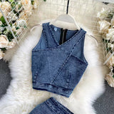 New Tank Top High-waisted Denim skirt For Women HZ1024