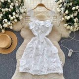 New Haute Couture Floral Embroidery High-waisted Elegant Halter Dress HZ1024