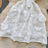 New Haute Couture Floral Embroidery High-waisted Elegant Halter Dress HZ1024