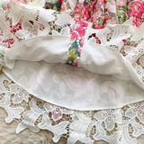 Palace Style Printed Lantern Sleeve V-neck Hollow Hook Embroidery Light Luxury Temperament A-line Dress HZ1024