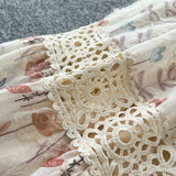 High-grade Lace Patchwork High-waisted Printed Embroidery Dress HZ1024