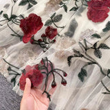 Vintage Floral Embroidery Design Mesh Women Dress HZ1024