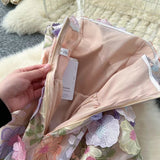 Fashion Summer Three-dimensional Flower Embroidery Waist Slimming Spaghetti Strap Dress HZ1024