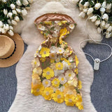 New Sleeveless Waist Slimming Floral Embroidery Design Irregular Strapless Dress HZ1024