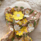 New Sleeveless Waist Slimming Floral Embroidery Design Irregular Strapless Dress HZ1024