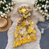 New Sleeveless Waist Slimming Floral Embroidery Design Irregular Strapless Dress HZ1024