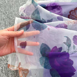 Elegant Diagonal Shoulder Three-dimensional Lace Printed Floral Mesh Dress HZ1024