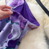 Elegant Diagonal Shoulder Three-dimensional Lace Printed Floral Mesh Dress HZ1024