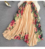 New Stylish Elegant V-neck High-waisted Floral Dress HZ1024