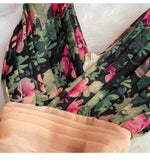 New Stylish Elegant V-neck High-waisted Floral Dress HZ1024