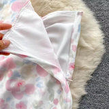 Seaside Holiday Sexy Halter top Mermaid Floral Skirt Two-piece Set HZ1024