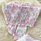 Seaside Holiday Sexy Halter top Mermaid Floral Skirt Two-piece Set HZ1024