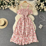 Retro Design Chic Spaghetti Strap Floral Dress HZ1024