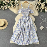 Retro Design Chic Spaghetti Strap Floral Dress HZ1024