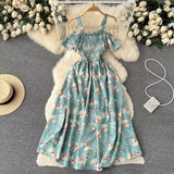 Retro Design Chic Spaghetti Strap Floral Dress HZ1024