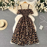 Retro Design Chic Spaghetti Strap Floral Dress HZ1024