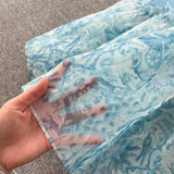 New French Audrey Hepburn Style Puff Sleeve Organza Floral Ball Gown HZ1024