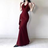 New Sexy Red Halter Dress Elegant Party Evening Dress HZ1024