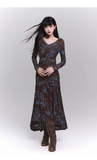 New Fashion Design Floral Pattern Women Long-sleeved Dress HZ1024