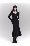 Elegant Fashion Tassels Lace Cuff Design Long-sleeved Dress HZ1024