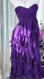 Elegant Purple Sweetheart Strapless Romantic A-Line Chiffon Tiered Evening Dress Prom Dresses HZ1024