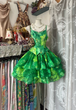 Vintage Green Exquisite Tie-dye Design A-Line Short Tiered Homecoming Dress Party Dress HZ1024