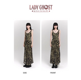 Vintage Butterfly Green Mesh Spaghetti Strap Dress HZ1024