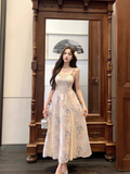 New Fashion Floral Design A-line Beach Holiday Spaghetti Strap Dress HZ1024