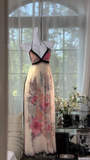Enchanting V-neck Floral Jacquard Chiffon Prom Dress Evening Dress HZ1024