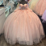 Cute Pink Sweetheart Beaded Off-the-shoulder Sweet 16 Quinceanera A-Line Prom Dress Birthday Dress Evening Dress Ball Gown HZ1024