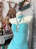 Retro Blue Sweetheart Ruffle Design A-line Chiffon Party Dress Homecoming Dress HZ1024
