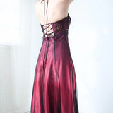 Vintage Fuchsia Chiffon Halter-neck A-Line Prom Dress Party Dress Evening Dress HZ1024