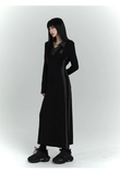 New Fashion Design Sense Long Black Long-sleeved Dress HZ1024