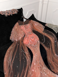 Gorgeous Shiny Orange Beaded Sequined Design Mermaid Prom Dress Evening Dress HZ1024