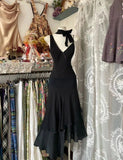 Charming Black Halter V Neck Ball Gown Evening Dress HZ1024
