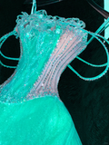 Gorgeous Sparkling Blue-green Sequin A-Line Design Evening Dress Prom Dresses HZ1024