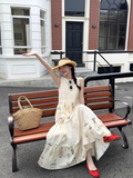 New Fashion Floral Design Beach Holiday A-line Sleeveless Vintage Dress HZ1024