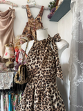 Vintage Leopard Print Halter Dress Design A-Line Homecoming Dress Party Dress HZ1024