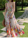 New Stylish Floral Design Beach Holiday Spaghetti Strap Dress HZ1024