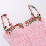 Vintage Applique Floral Spaghetti Strap Mermaid Long Summer Dress Prom Dress Evening Dress HZ1024